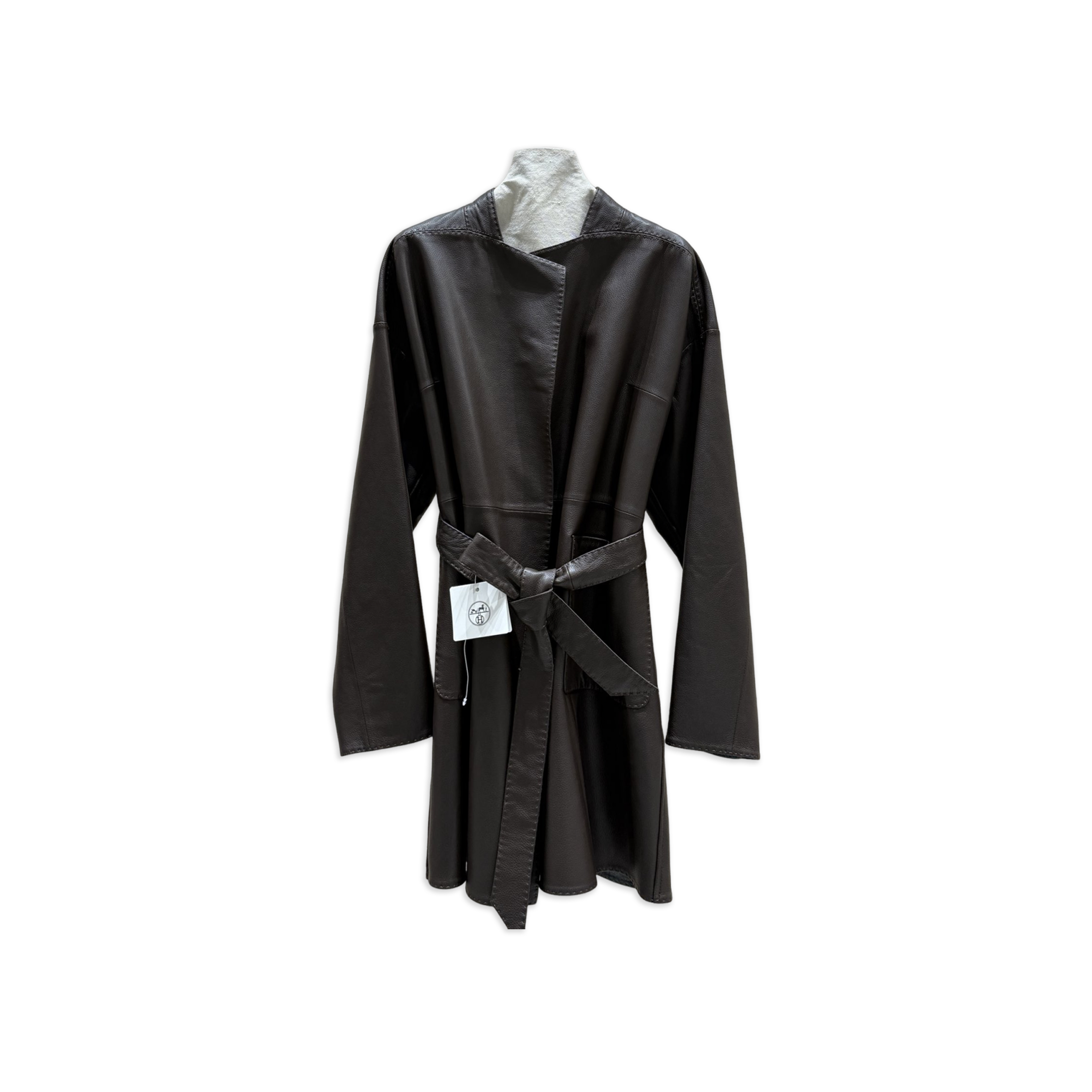 HERMES MID-LENGTH LEATHER COAT